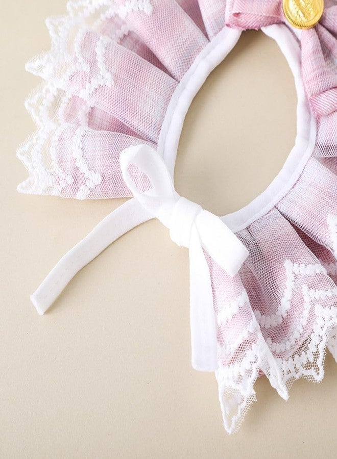 BohoBark Cute Bowtie Cat Dog Collar Lace Collar Ruffle Cat Dog Lace Bib Scarf, Pets Scarf Accessories for Pet Birthday Party Holiday Costume Accessories (S, Pink - Image 2